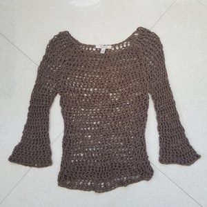 Free People Brown Crochet Sweater Size XS